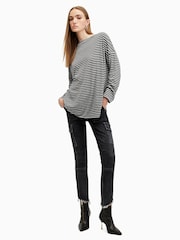 AllSaints Black/White Rita Snake Effect T-Shirt - Image 3 of 6