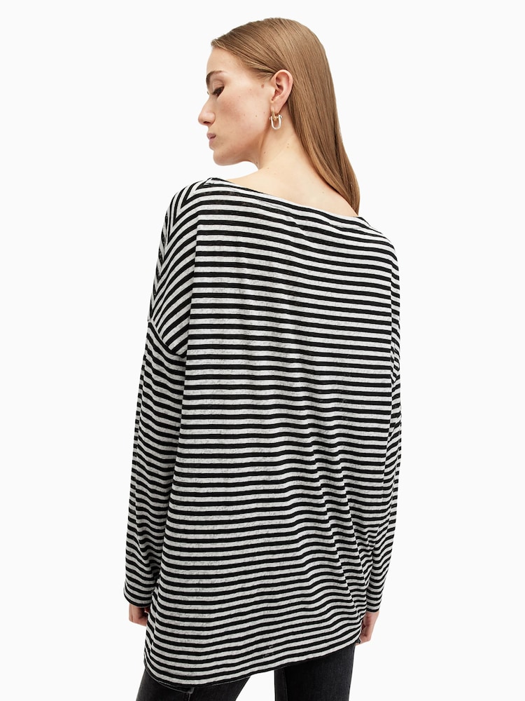 AllSaints Black/White Rita Snake Effect T-Shirt - Image 5 of 6