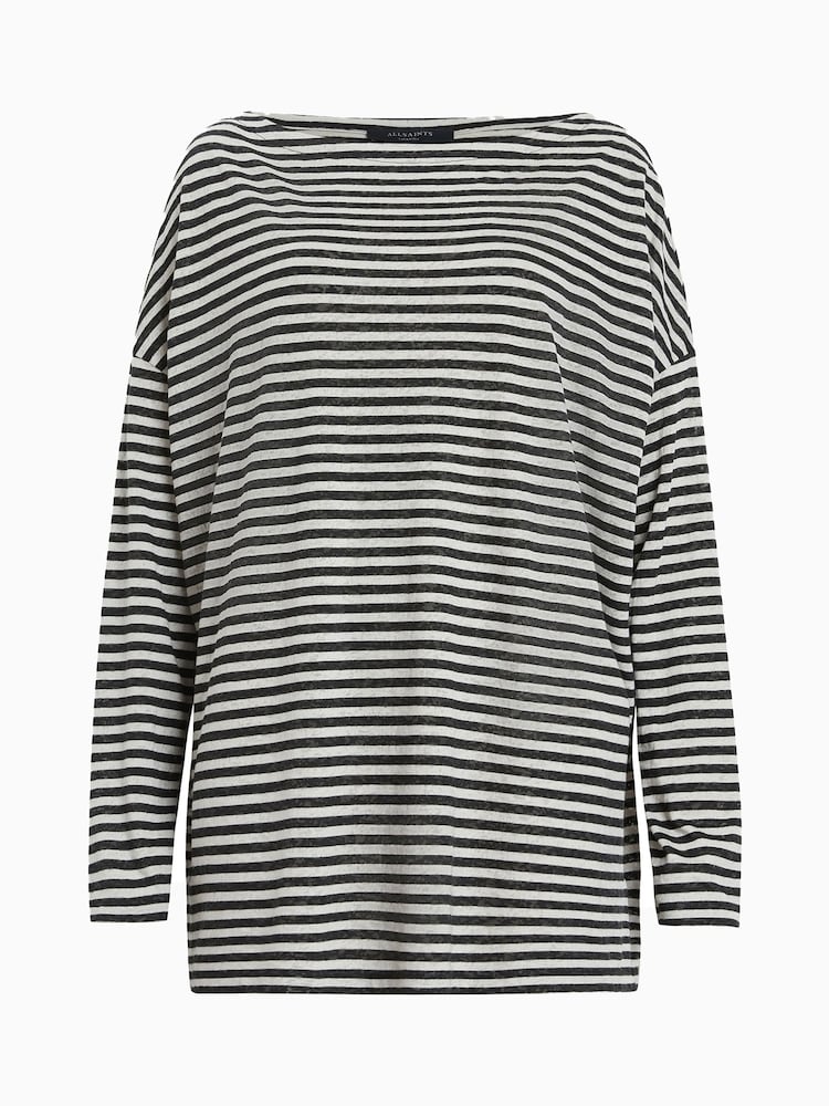AllSaints Black/White Rita Snake Effect T-Shirt - Image 6 of 6
