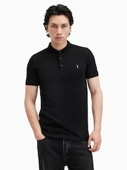 Черный - Рубашка поло с короткими рукавами Allsaints Reform - Image 1 of 5