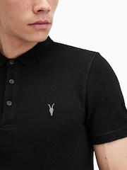 Черный - Рубашка поло с короткими рукавами Allsaints Reform - Image 2 of 5