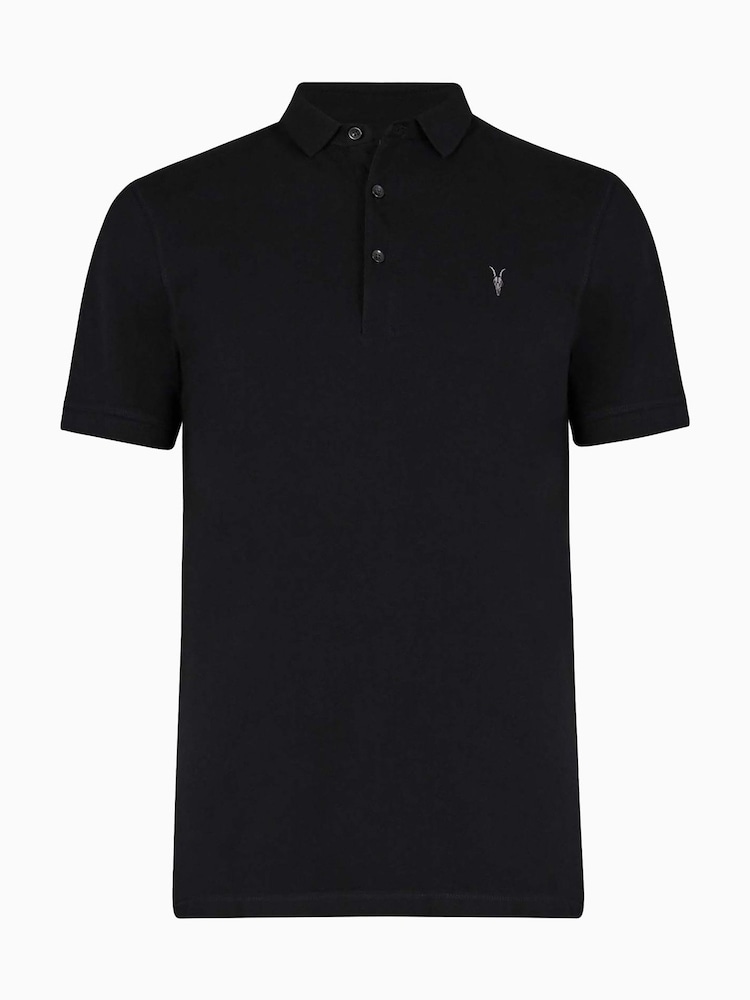AllSaints Black Reform Shortsleeve Polo Shirt - Image 6 of 6