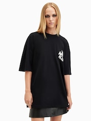 AllSaints Black Orlando Etta Crew Neck T-Shirt - Image 1 of 8