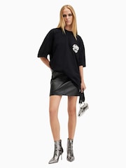 AllSaints Black Orlando Etta Crew Neck T-Shirt - Image 3 of 8