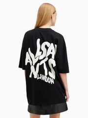 AllSaints Black Orlando Etta Crew Neck T-Shirt - Image 7 of 8