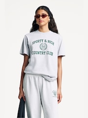 Sporty & Rich Grey Varsity Crest T-Shirt - Image 1 of 9