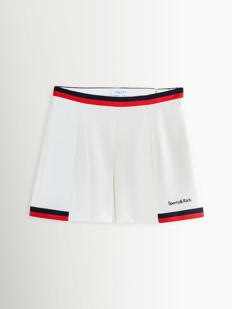 Sporty & Rich White Serif Logo Mila Skirt - Image 1 of 1