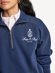 Sporty & Rich Blue Vendome Embroidered Quarter Zip Sweatshirt - Image 2 of 9