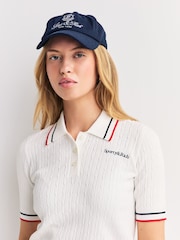 Sporty & Rich White Serif Logo Mini Cable Polo Shirt - Image 9 of 9