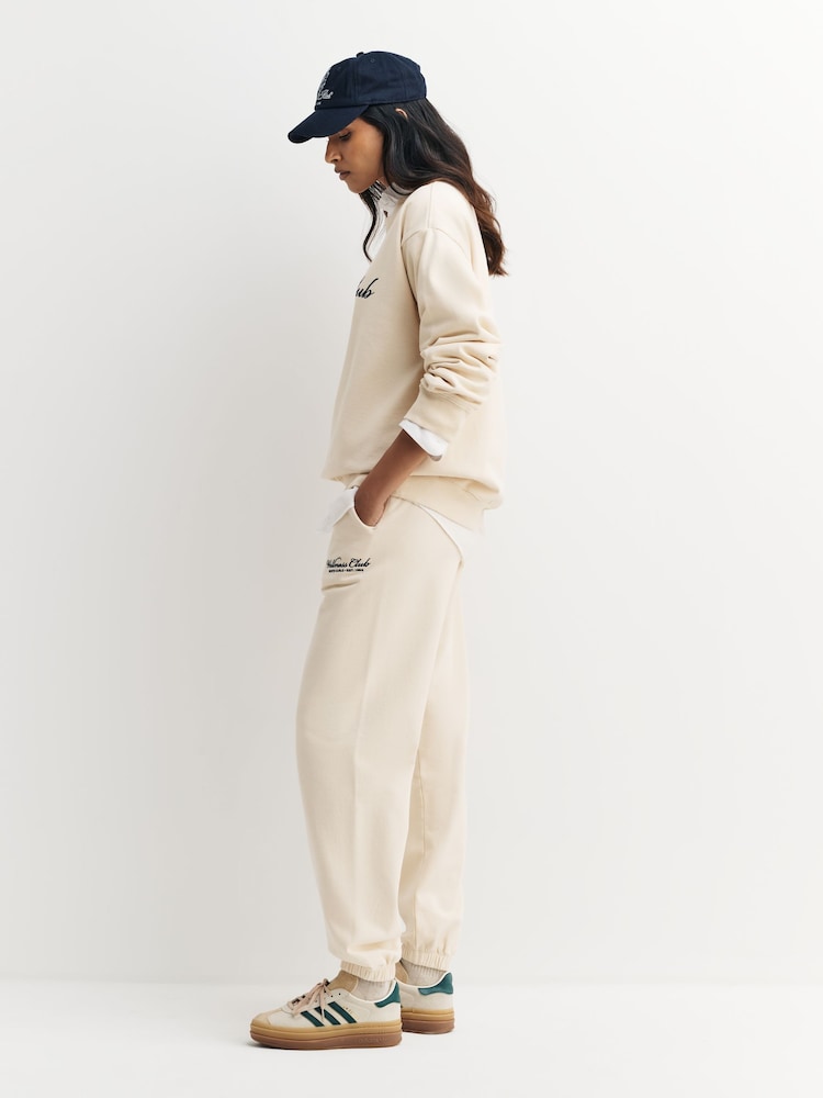 Sporty & Rich Cream Wellness Club MC Embroidered Joggers - Image 2 of 5