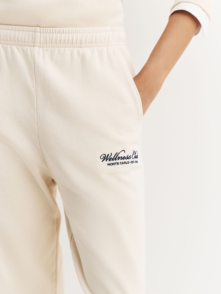 Sporty & Rich Cream Wellness Club MC Embroidered Joggers - Image 5 of 5