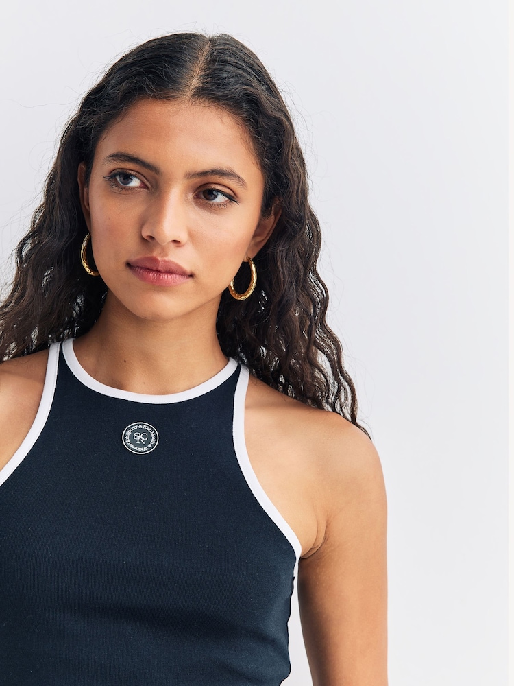Sporty & Rich Black SRHWC Ribbed Tank - Image 4 of 4 Sporty & Rich Black SRHWC Ribbed Tank - Image 4 of 4