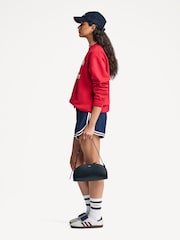 Sporty & Rich Red Varsity Crest Crewneck Sweat Top - Image 3 of 7