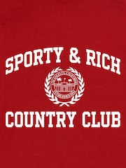 Sporty & Rich Red Varsity Crest Crewneck Sweat Top - Image 6 of 7