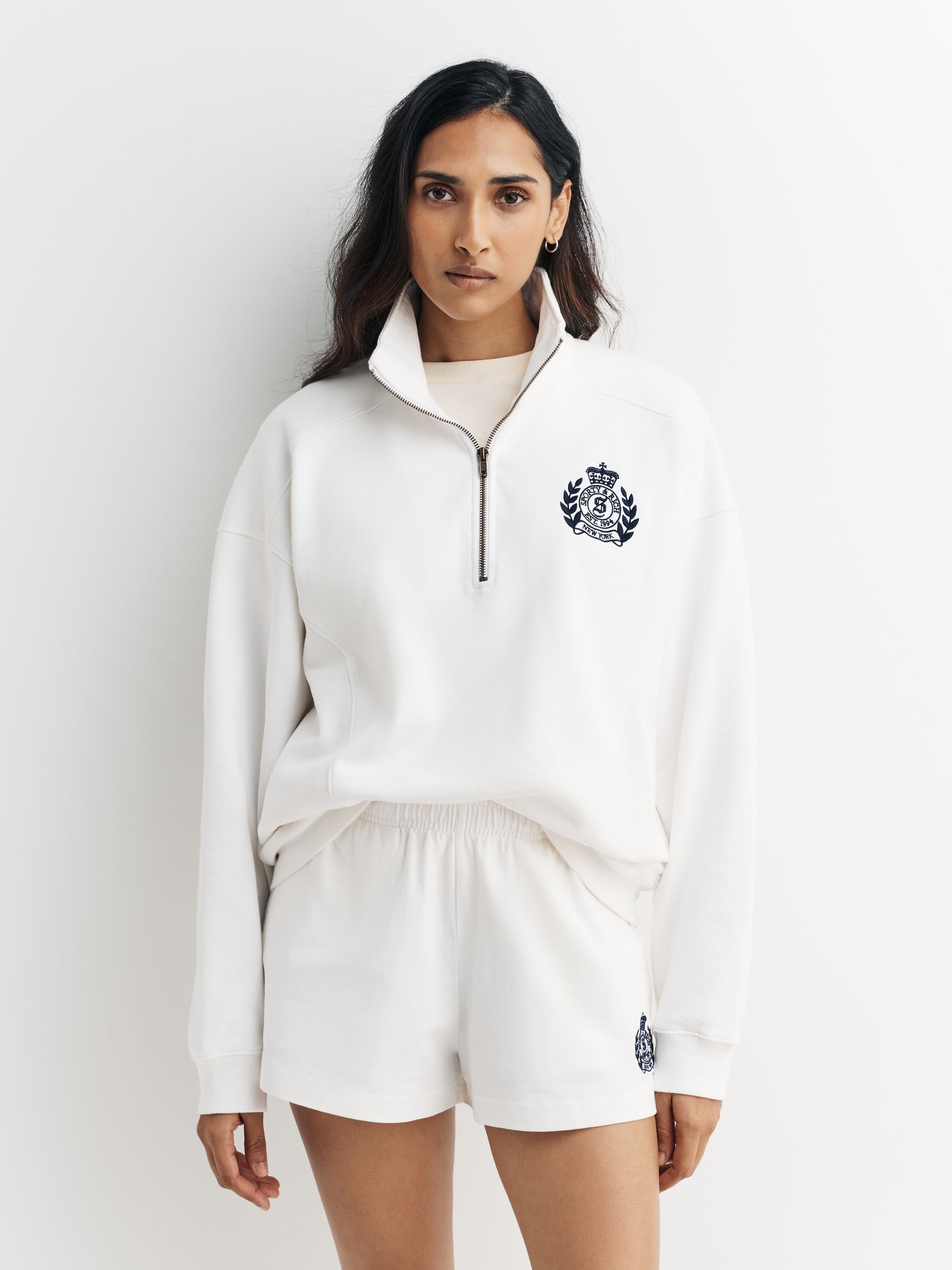 SPORTY&amp;RICH ジップスウェット Sporty & Rich ハーフジップ スウェットシャツ | ブルー | FARFETCH JP