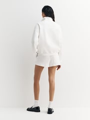 Sporty & Rich White H&W Crest Embroidered Quarter Zip Sweat Top - Image 4 of 5