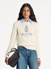 Sporty & Rich Cream Vendome Knitted Sweater - Image 1 of 4