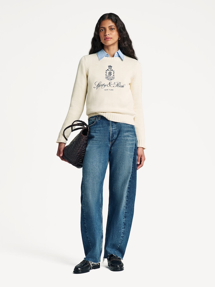 Sporty & Rich Cream Vendome Knitted Sweater - Image 2 of 4