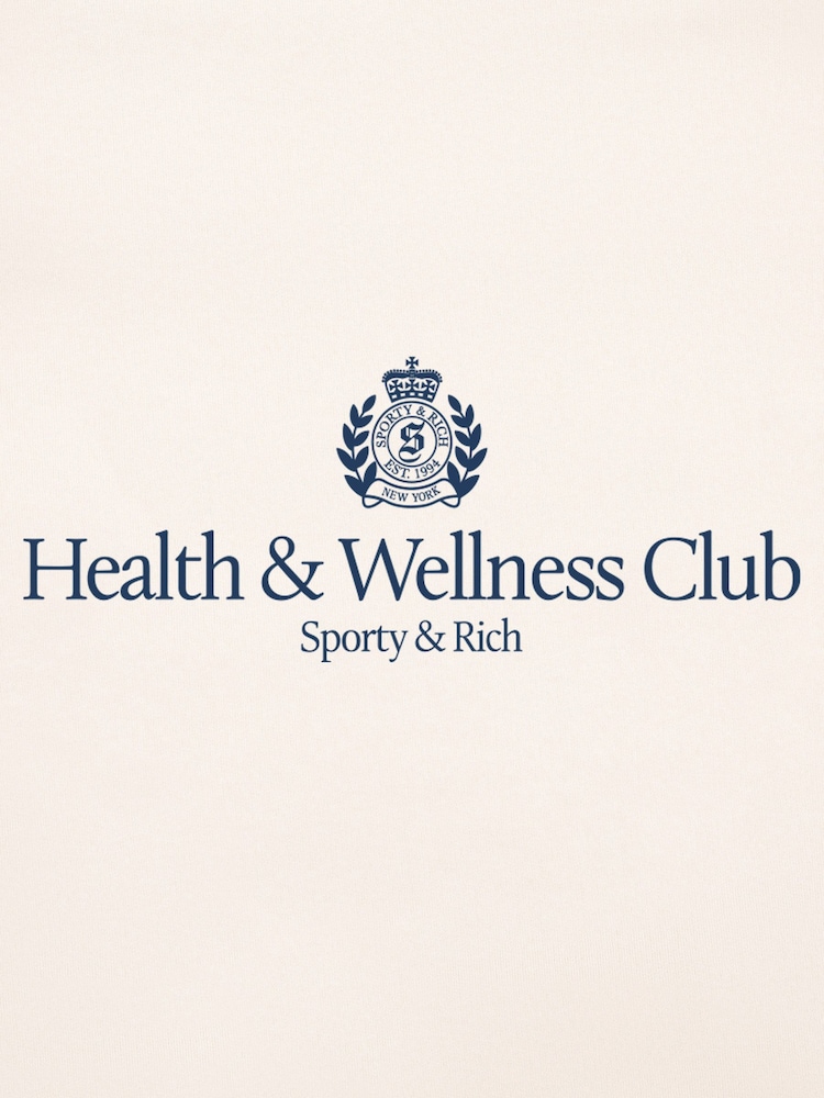 Sporty & Rich Cream Wellness Club MC Emboirdered Crewneck Sweat Top - Image 2 of 3