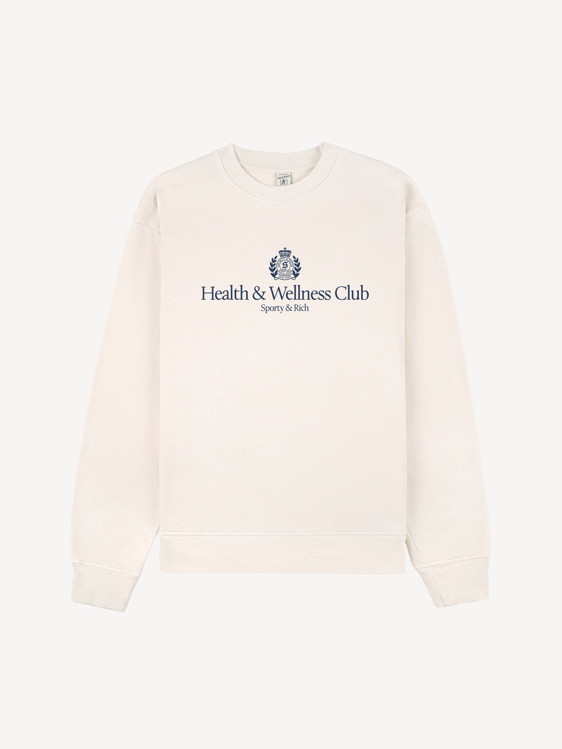 Buy Sporty & Rich Cream Wellness Club MC Embroidered Crewneck
