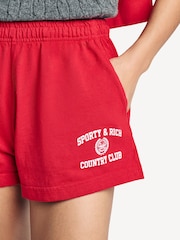 Sporty & Rich Red Varsity Crest Disco Shorts - Image 2 of 9