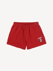 Sporty & Rich Red Varsity Crest Disco Shorts - Image 7 of 9