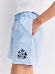 Sporty & Rich Blue H&W Crest Poplin Shorts - Image 4 of 8