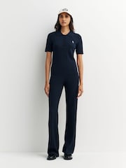 Sporty & Rich Blue SRC Ribbed Polo Shirt - Image 2 of 5