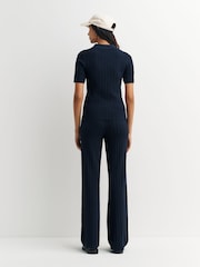 Sporty & Rich Blue SRC Ribbed Polo Shirt - Image 4 of 5
