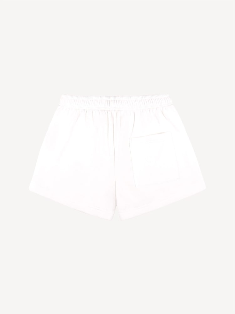 Sporty & Rich White H&W Crest Embroidered Disco Shorts - Image 2 of 3