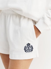 Sporty & Rich White H&W Crest Embroidered Disco Shorts - Image 5 of 8