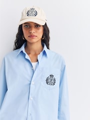Sporty & Rich Blue H&W Crest Oversized Shirt - Image 4 of 7