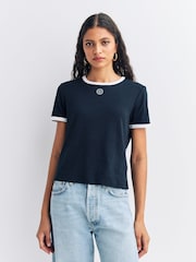Sporty & Rich Blue SRHWC Ringer T-Shirt - Image 1 of 4
