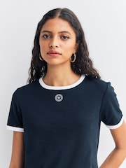 Sporty & Rich Blue SRHWC Ringer T-Shirt - Image 4 of 4