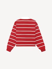 Sporty & Rich Red Serif Logo Cropped Rugby Polo Shirt - Image 7 of 9