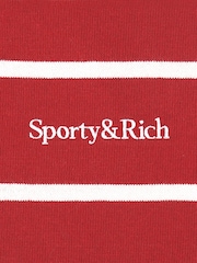 Sporty & Rich Red Serif Logo Cropped Rugby Polo Shirt - Image 8 of 9