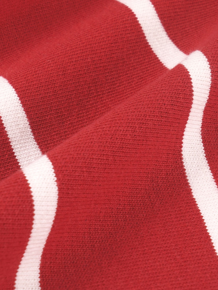 Sporty & Rich Red Serif Logo Cropped Rugby Polo Shirt - Image 9 of 9