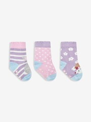 JoJo Maman Bébé Lilac 3-Pack Hedgerow Character Socks - Image 1 of 2