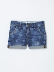 FatFace Blue Laser Print Denim Shorts - Image 1 of 1