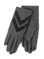 Totes Grey Ladies Isotoner Wool Knit Winter Gloves with Smartouch and Chevron - Image 2 of 2