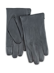 Totes Grey Mens 3 Point Leather Water Repellent Smartouch Gloves - Image 1 of 1
