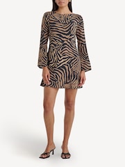 Rixo Black Ridley Tiger Patchwork Mini Dress - Image 1 of 5