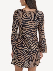 Rixo Black Ridley Tiger Patchwork Mini Dress - Image 4 of 5