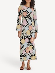 Rixo Pink Alondra Whirlpool Floral Midi Dress - Image 1 of 4