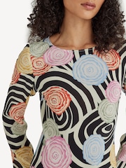 Rixo Pink Alondra Whirlpool Floral Midi Dress - Image 3 of 4
