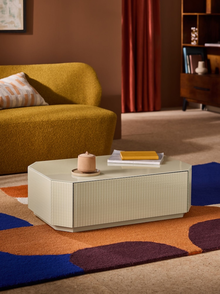 MADE.COM Ecru Natural Anya Glass Storage Coffee Table - Image 1 of 5