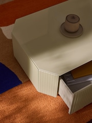 MADE.COM Ecru Natural Anya Glass Storage Coffee Table - Image 3 of 5