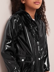 Lipsy Black High Shine Shower Resistant School Rain Coat (5-16yrs) - Image 2 of 4