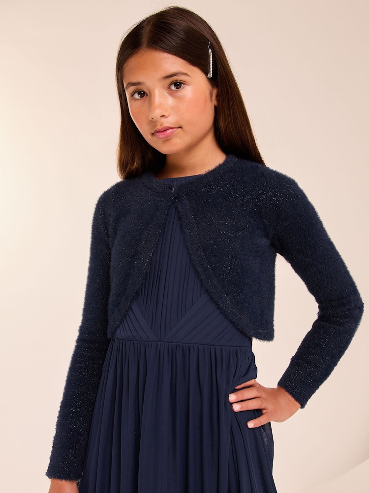 Lipsy Navy Blue Fluffy Occasion Bolero (5-16yrs) - Image 2 of 4