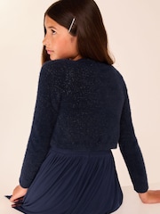 Lipsy Navy Blue Fluffy Occasion Bolero (5-16yrs) - Image 4 of 4